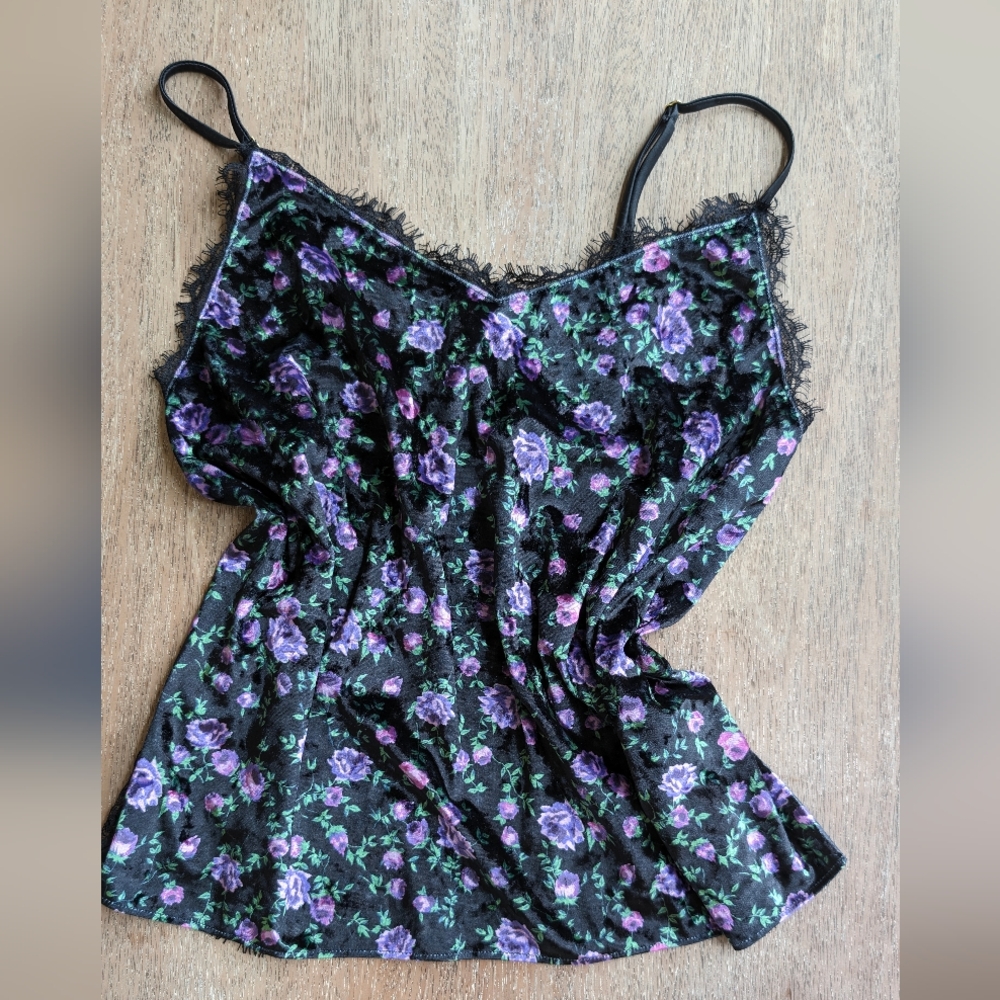 Victoria secret velvet lace floral cami M